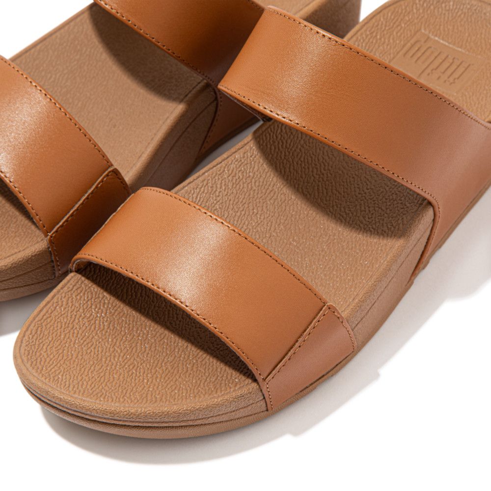 FitFlop Lulu Leather Slides Light Tan - Shopping4Africa