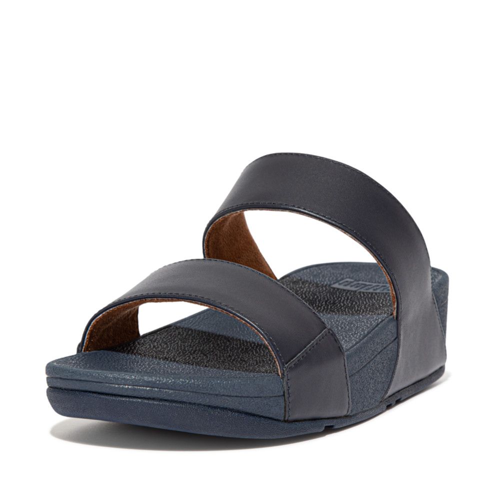 FitFlop Lulu Leather Slides Midnight Navy - Shopping4Africa