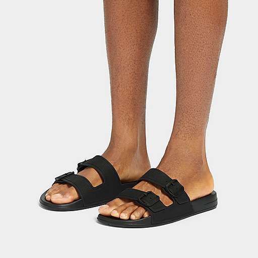 FitFlop Mens IQ 2Bar Buckle Slides Black - Shopping4Africa