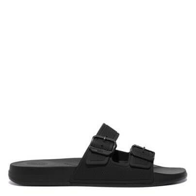 FitFlop Mens IQ 2Bar Buckle Slides Black - Shopping4Africa