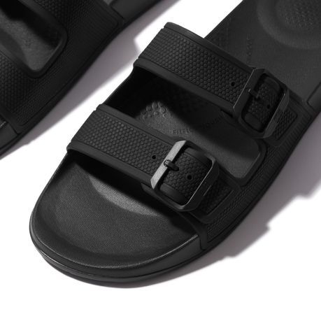 FitFlop Mens IQ 2Bar Buckle Slides Black - Shopping4Africa