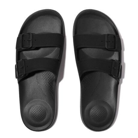 FitFlop Mens IQ 2Bar Buckle Slides Black - Shopping4Africa