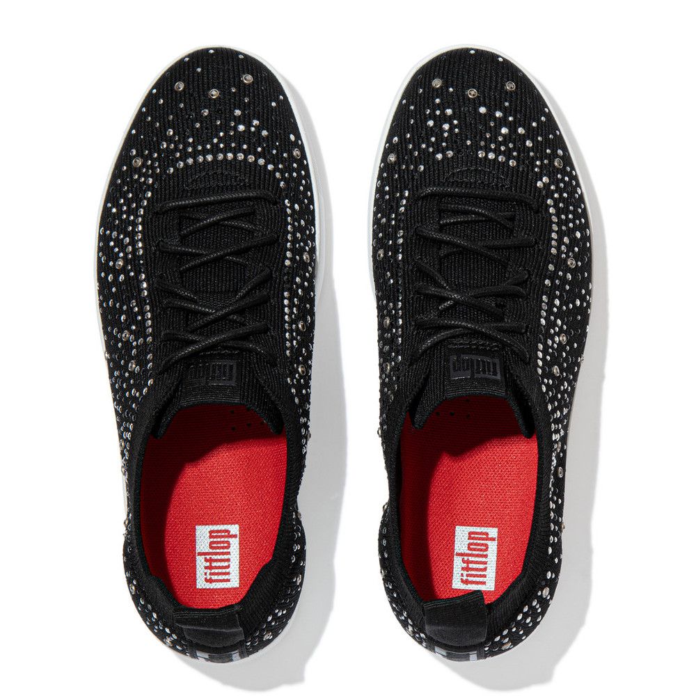 FitFlop Rally Crystal Knit Sneakers Black - Shopping4Africa