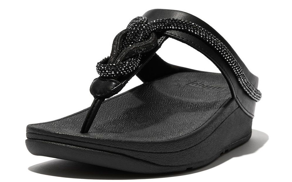 FlipFlop Fino Crystal-Cord Leather Black - Shopping4Africa