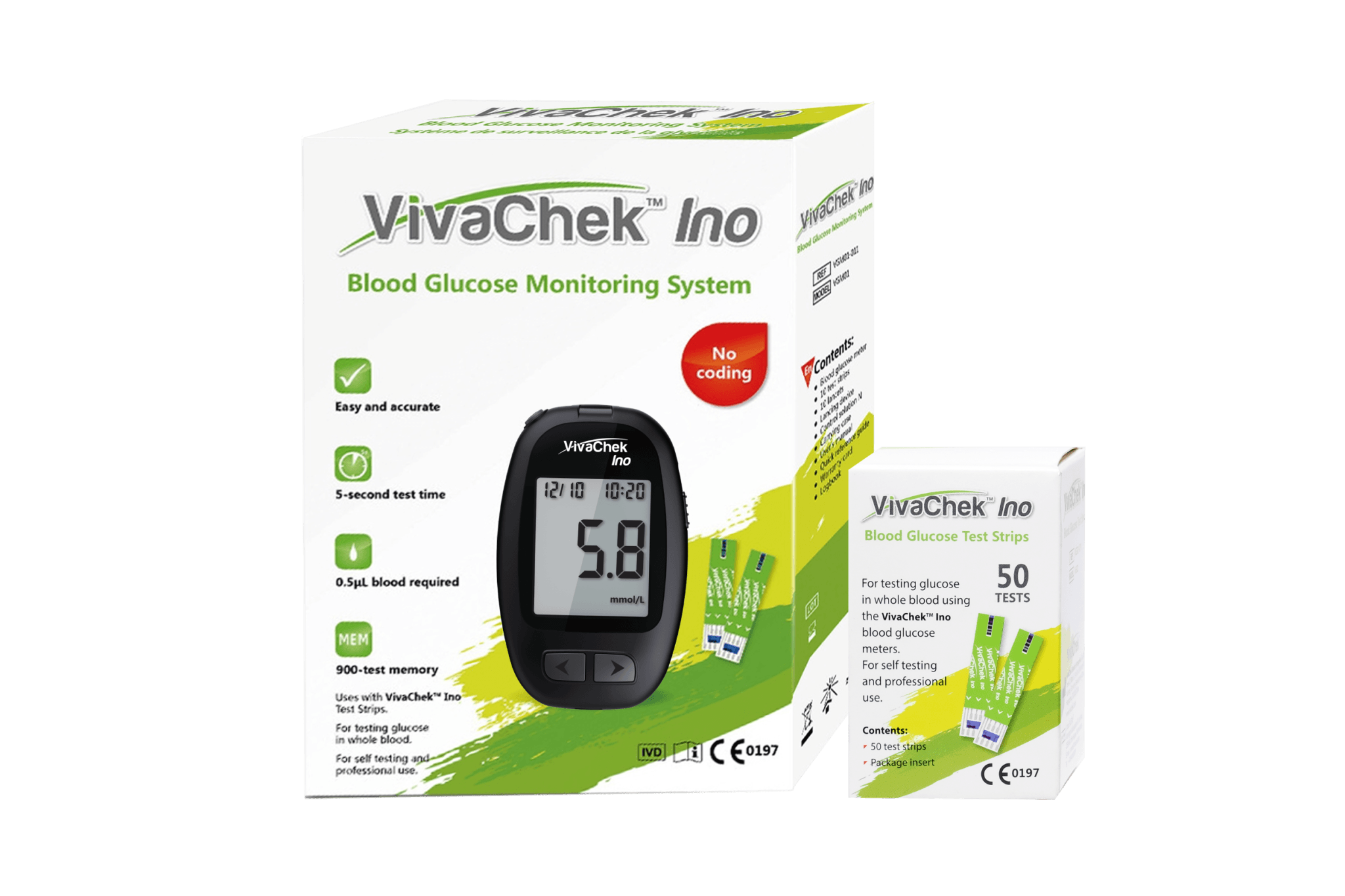 Glucose 5 second test Meter Kit VIVACHEK INO + 1 Box Test Strips (x50 strips) - Shopping4Africa