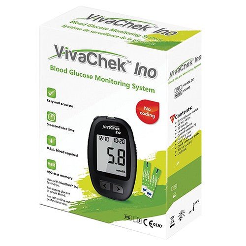Glucose 5 second test Meter Kit VIVACHEK INO + 4 Boxes (200) Test Strips - Shopping4Africa