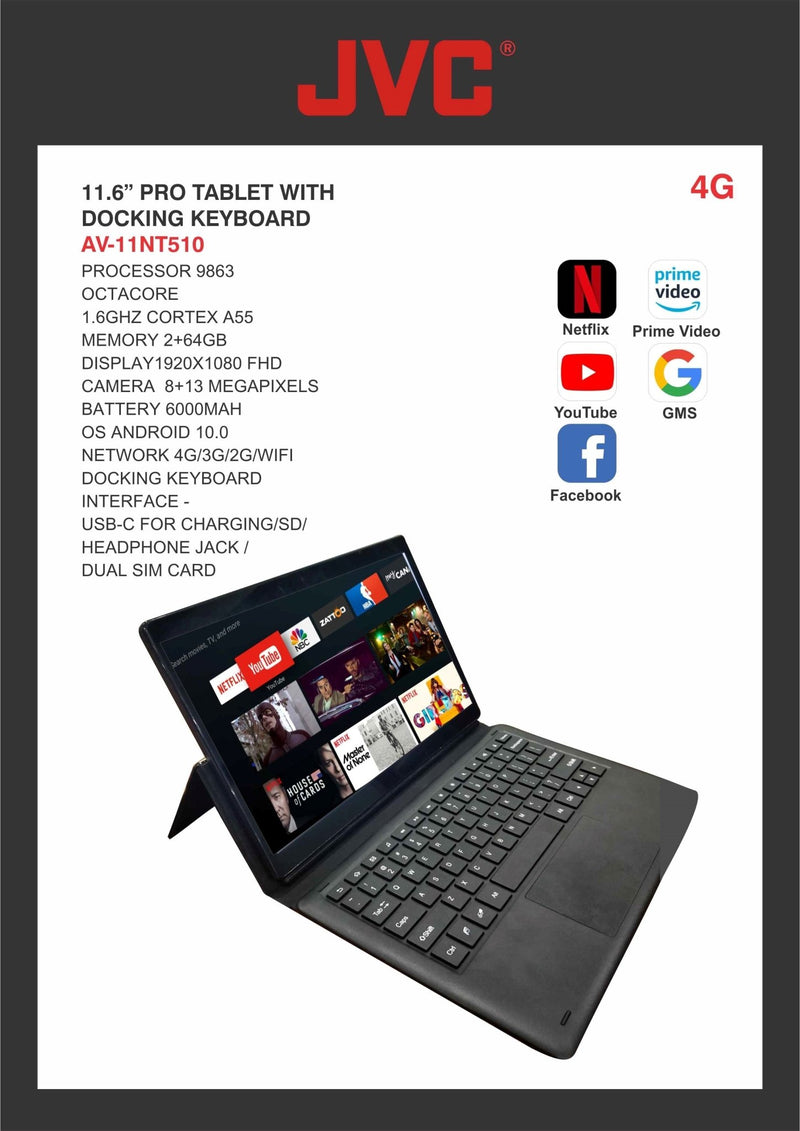 JVC 11.6” PRO Tablet With Docking Keyboard AV-11NT510 - Shopping4Africa