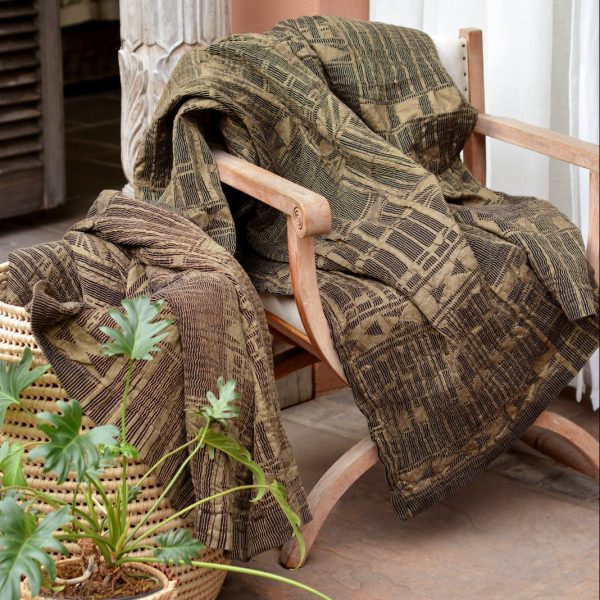 Metallic Bogolan Bed Throw - Shopping4Africa