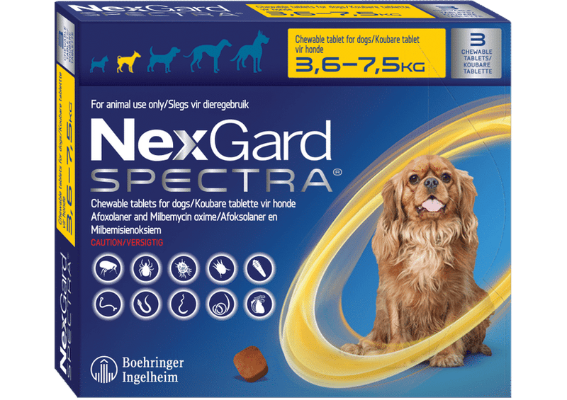 NEXGARD SPECTRA Yellow 3 chews, Small 3.6-7.5kg - Shopping4Africa