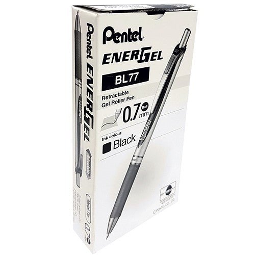 Pentel Energel Retractable Roller Pen BL77 Black 0.7mm 12’S - Shopping4Africa