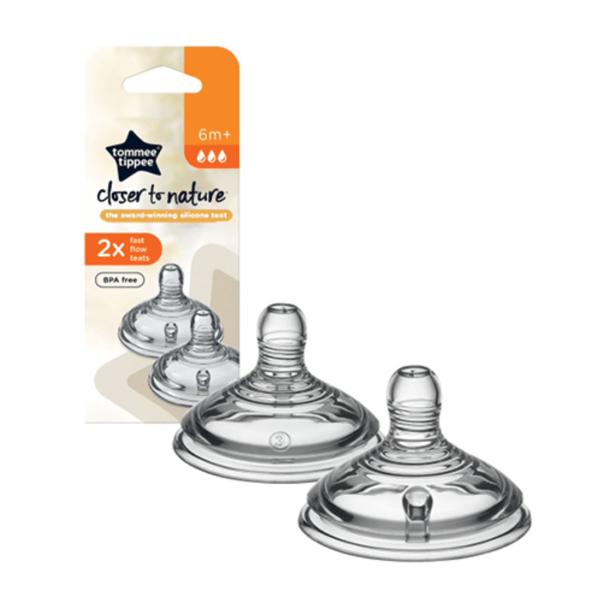 Tommee Tippee Closer To Nature Fast Flow Teat 2Pk 6M+ - Shopping4Africa