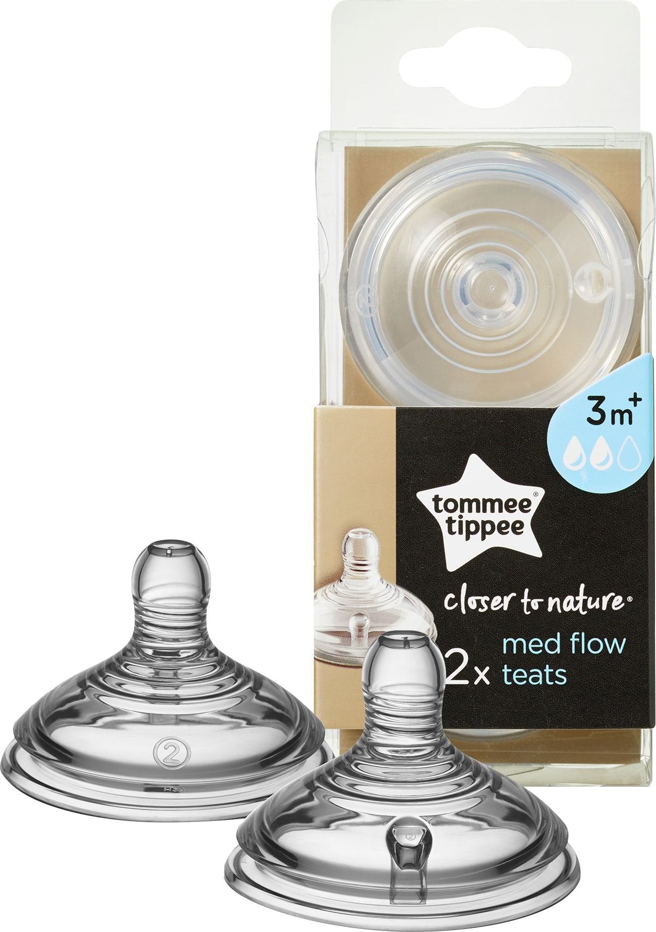 Tommee Tippee Closer To Nature Medium Flow Teat 2Pk 3M+ - Shopping4Africa