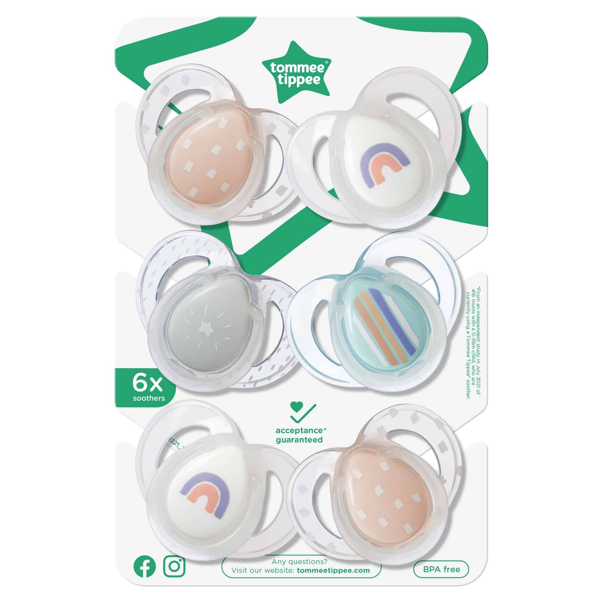 Tommee Tippee Ecomm Night Soother 6-18M 6Pk - Girl - Shopping4Africa